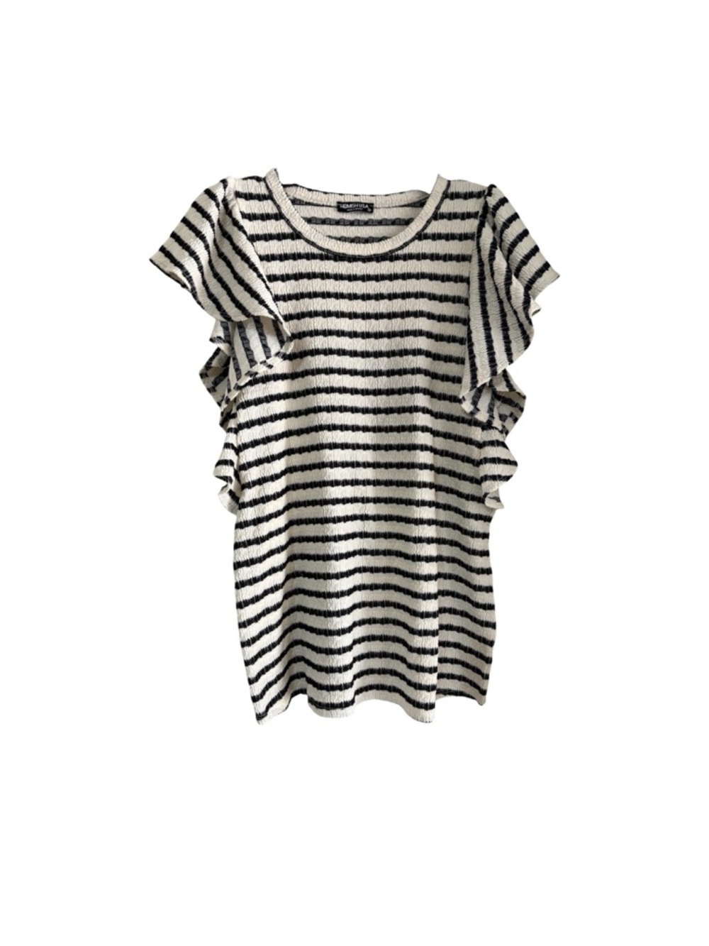 HEIMISH USA•Black|White Striped Ruffle Sleeve Top